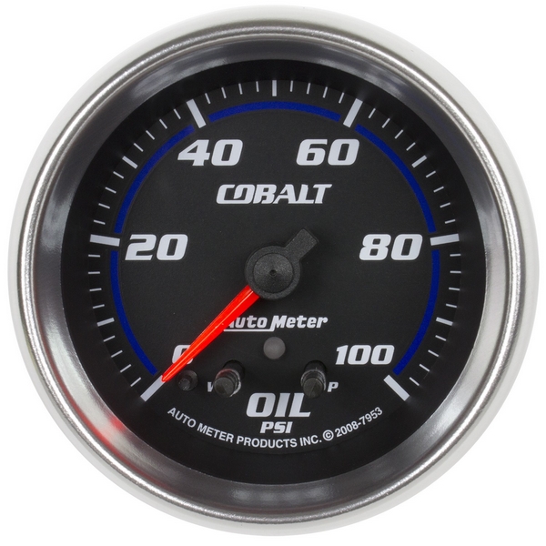 2-5/8" OIL PRESSURE, 0-100 PSI, COBALT